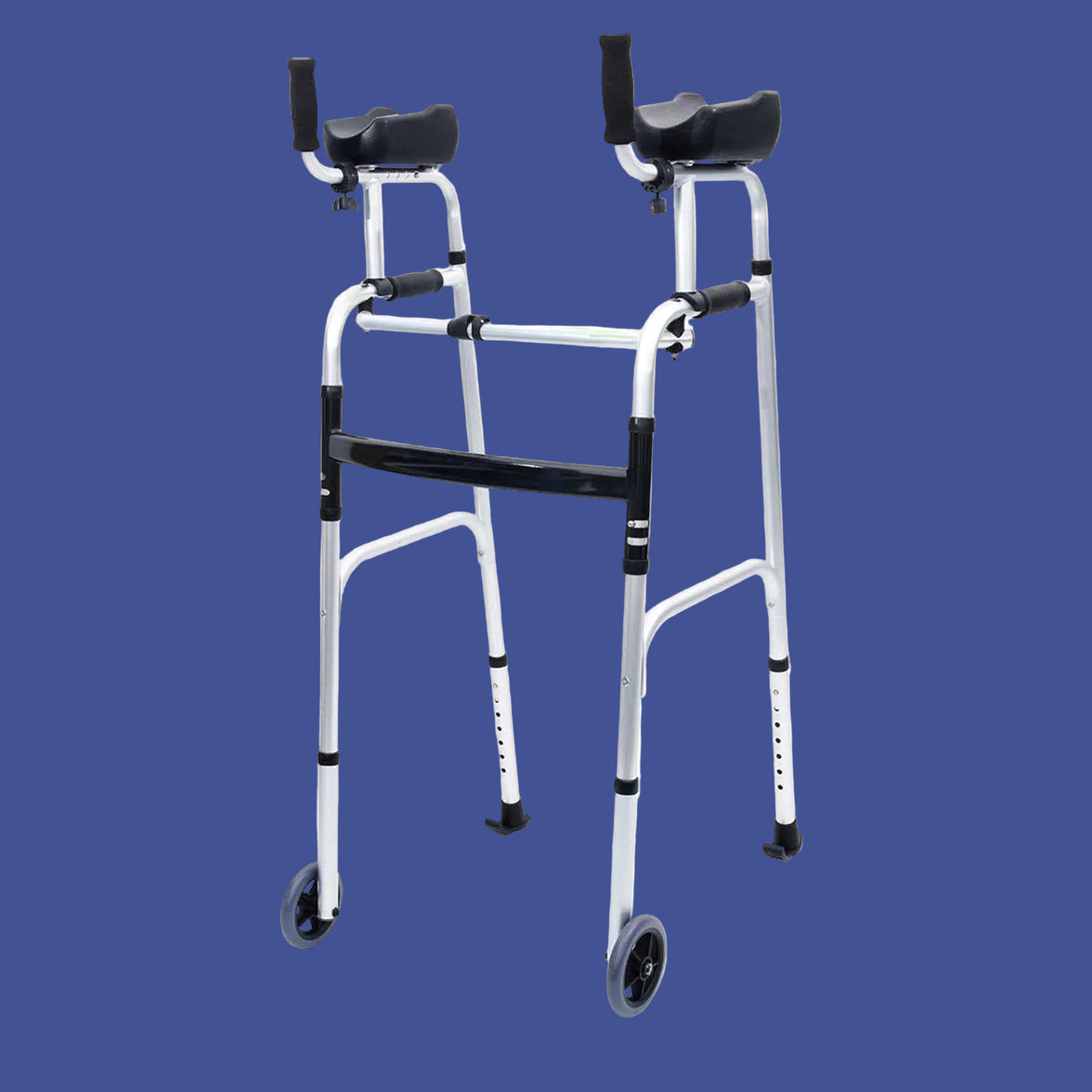 Orthonica Folding Rollator Walker Aluminium Adjustable Handles With Cane Box
