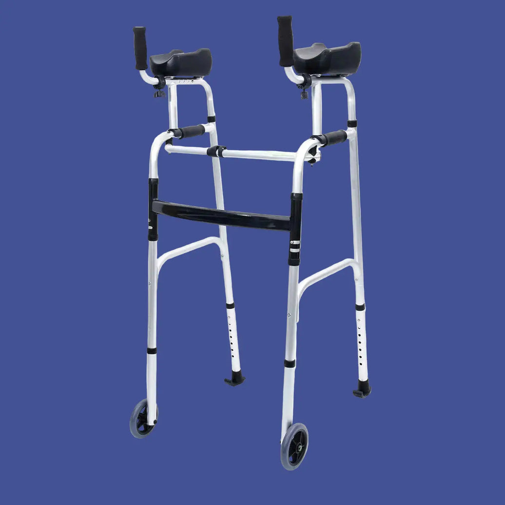 Orthonica Folding Rollator Walker Aluminium Adjustable Handles With Cane Box