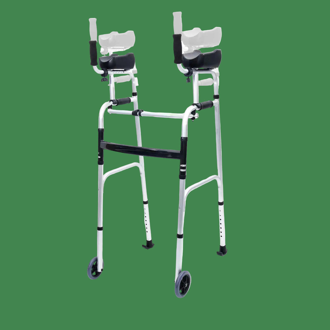 Orthonica Folding Rollator Walker Aluminium Adjustable Handles With Cane Box