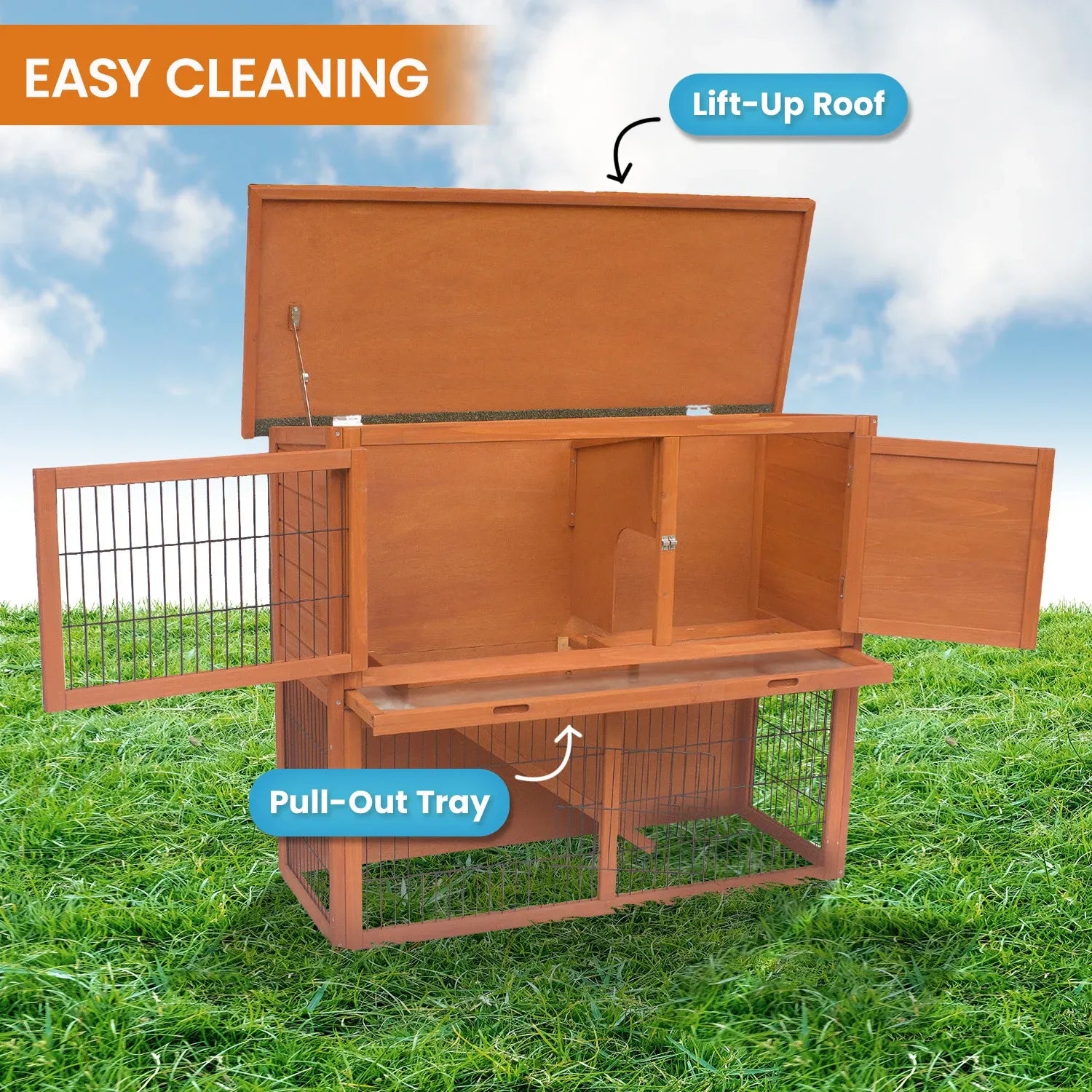Little Buddies 2-Storey Wooden Rabbit Hutch for Pet Rabbits