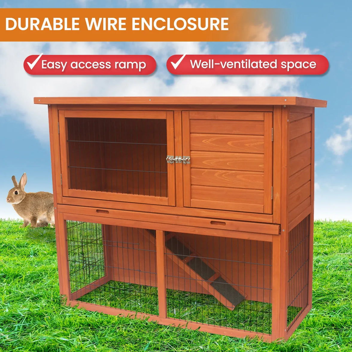 Little Buddies 2-Storey Wooden Rabbit Hutch for Pet Rabbits