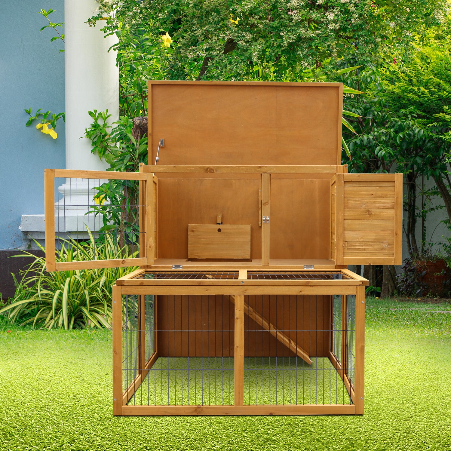 Furtastic Chicken Coop Rabbit Hutch with Large 2-Storey Run