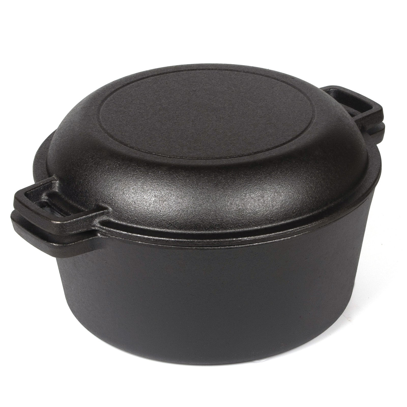 26cm Pre-Seasoned Cast Iron Dutch Oven Skillet Set - Durable 2-in-1 Cookware with Lid