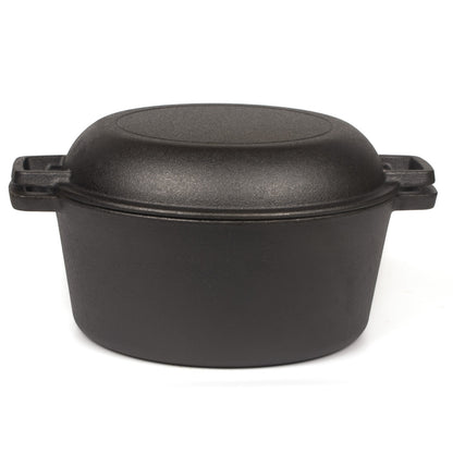 26cm Pre-Seasoned Cast Iron Dutch Oven Skillet Set - Durable 2-in-1 Cookware with Lid