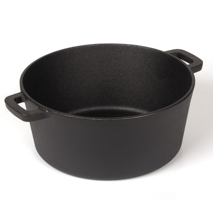 26cm Pre-Seasoned Cast Iron Dutch Oven Skillet Set - Durable 2-in-1 Cookware with Lid