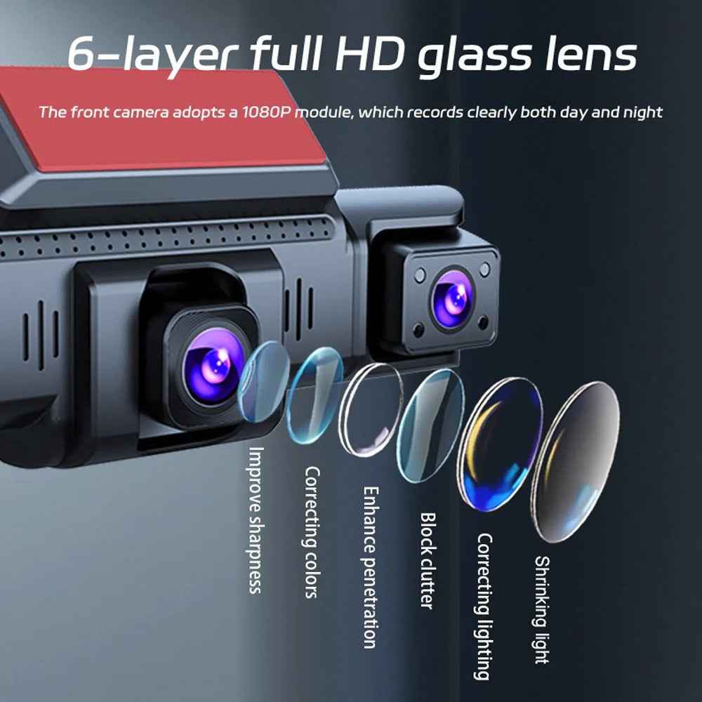 4 Channel Dashcam 1080P FHD 170° Wide Angle with G-Sensor and 64GB Card