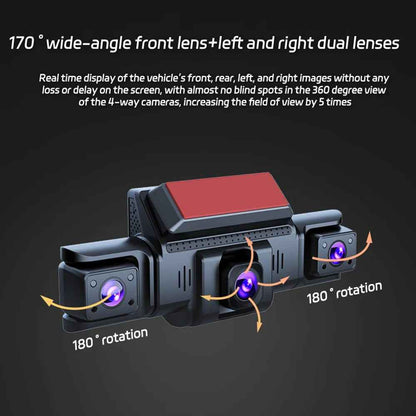 4 Channel Dashcam 1080P FHD 170° Wide Angle with G-Sensor and 64GB Card