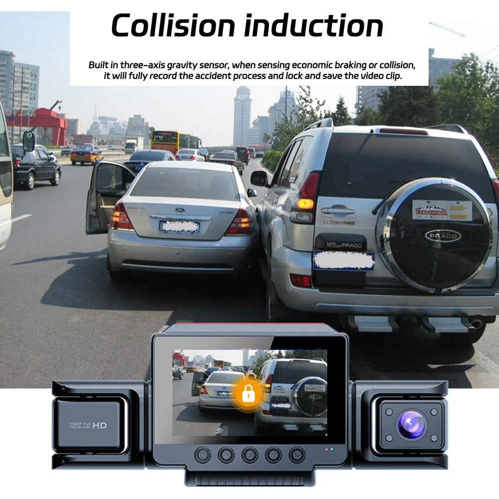 4 Channel Dashcam 1080P FHD 170° Wide Angle with G-Sensor and 64GB Card