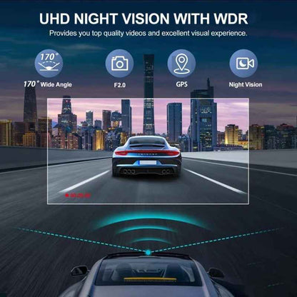 4K Dual Dash Cam with WiFi GPS ADAS | Front and Rear Car Camera Recorder + 32GB Card