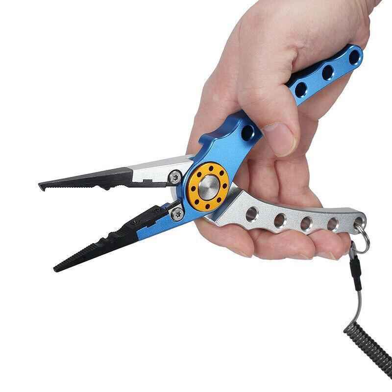 Aluminium Fishing Pliers Hook Remover Line Cutter Braid Mono Split Ring Fish Grip - Red+Silver