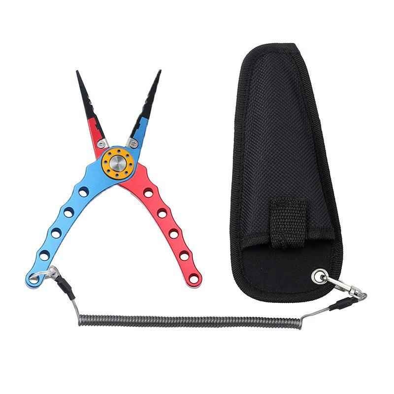 Aluminium Fishing Pliers Hook Remover Line Cutter Braid Mono Split Ring Fish Grip - Red+Silver