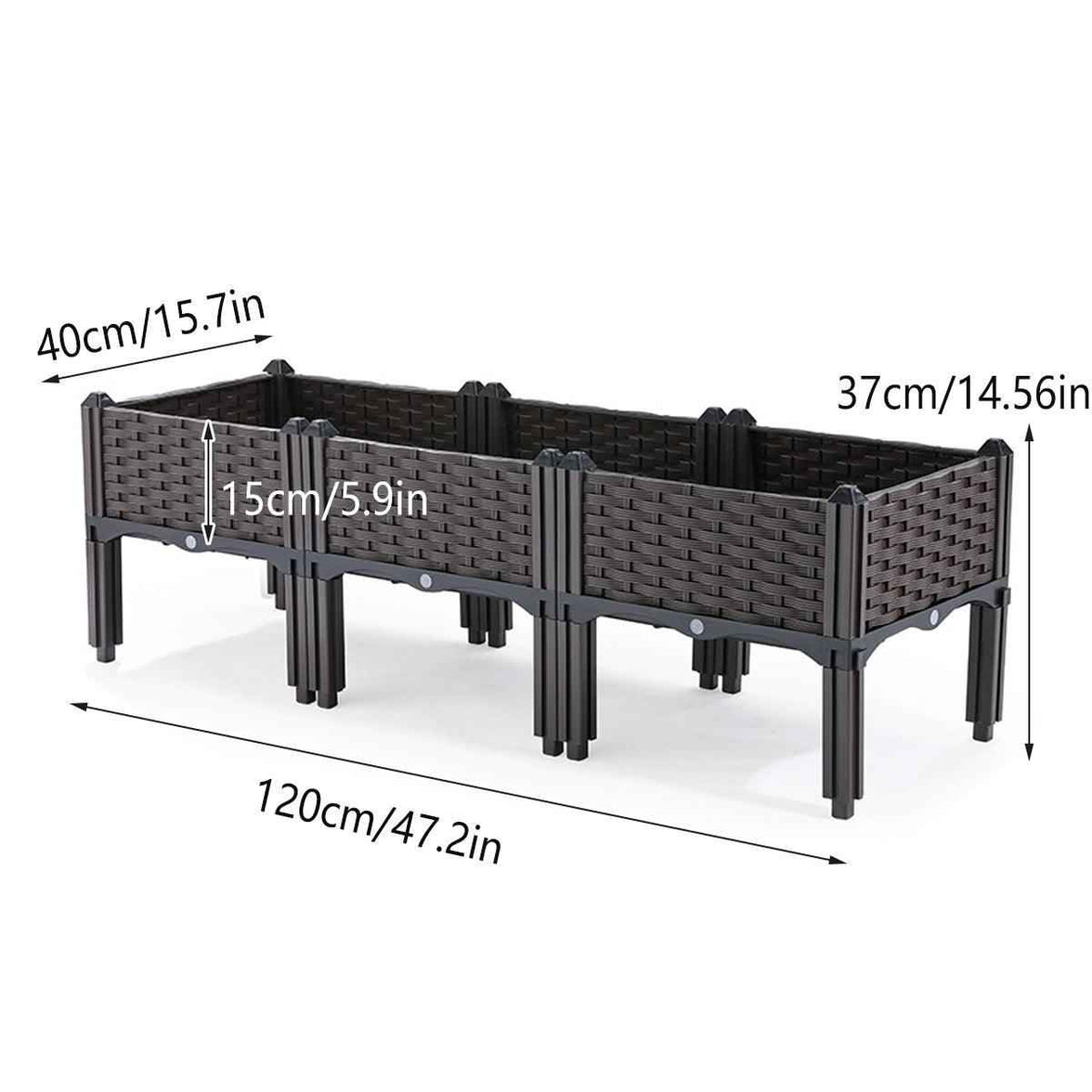 Outdoor Vegetable Planter Box for Balcony - Rectangular Garden Flower Planting