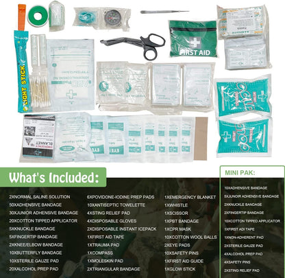 258pcs Premier First Aid Kit - Medical Travel Set for Emergency Family Safety & Office Use