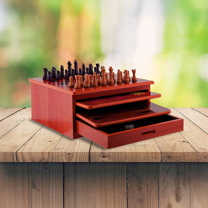10 in 1 Wooden Chess Set - Slide Out Checkers House Unit Game