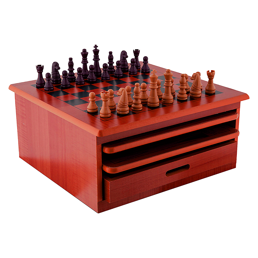 10 in 1 Wooden Chess Set - Slide Out Checkers House Unit Game