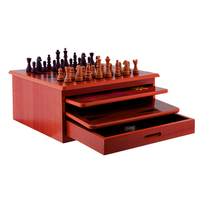 10 in 1 Wooden Chess Set - Slide Out Checkers House Unit Game
