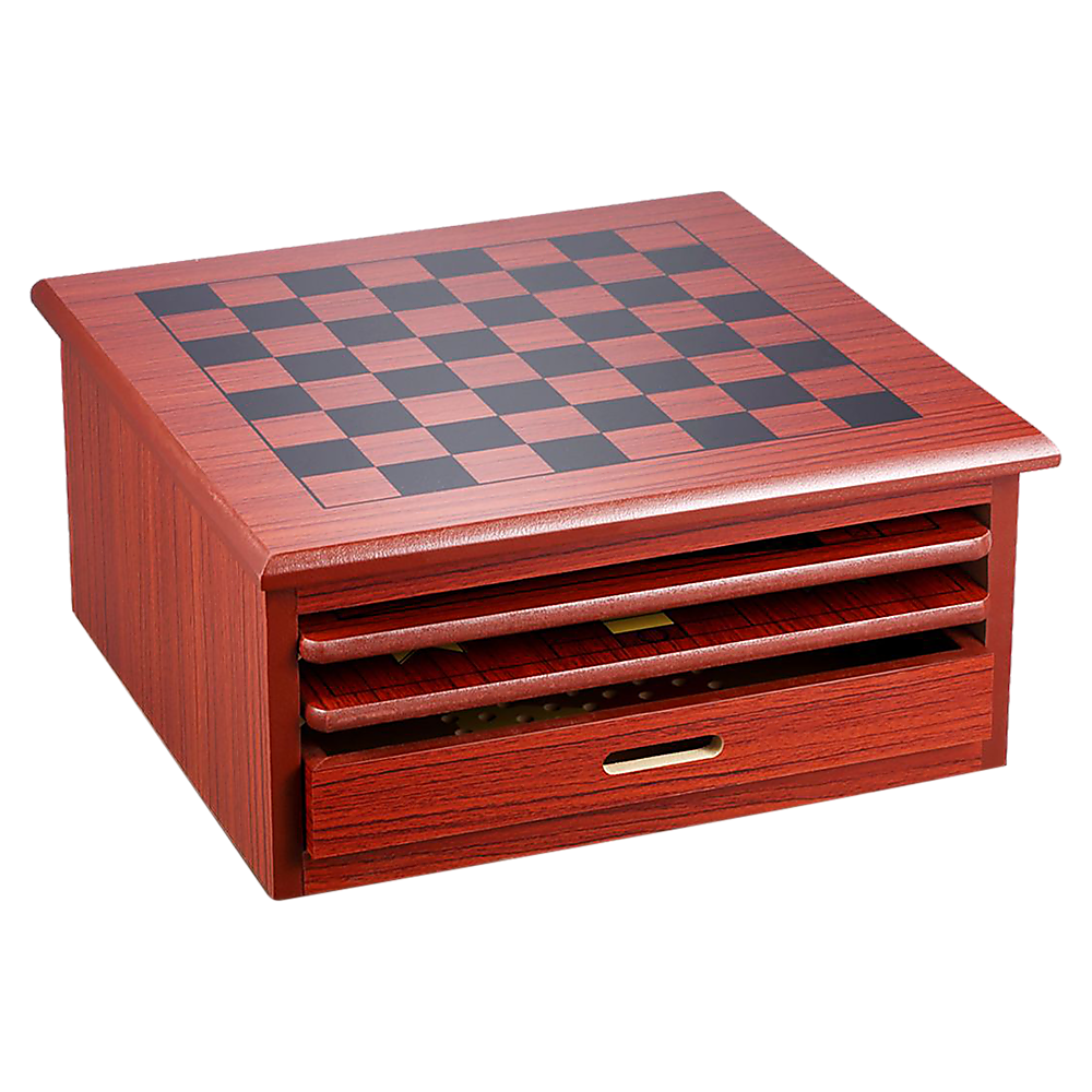 10 in 1 Wooden Chess Set - Slide Out Checkers House Unit Game