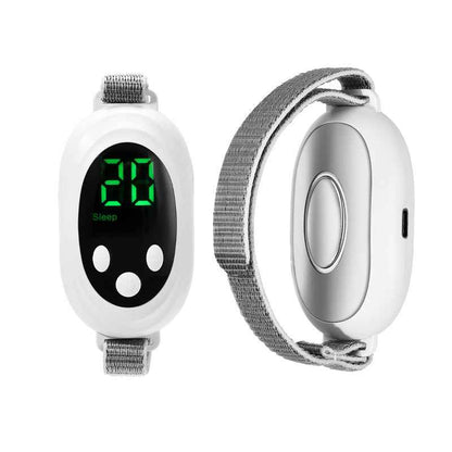 White Portable Sleep Aid Device - EMS Pulse Relaxation & Stress Relief Gadget with LED Display, Adjustable Wrist Strap - Donsdropshipstore.com