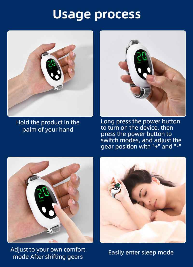 White Portable Sleep Aid Device - EMS Pulse Relaxation & Stress Relief Gadget with LED Display, Adjustable Wrist Strap - Donsdropshipstore.com