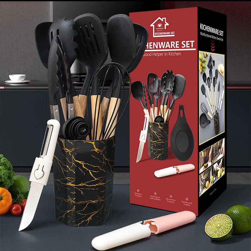 Blue 12-Piece Silicone Cooking Utensil Set - Non-Stick Food-Grade Kitchen Tools with Holder