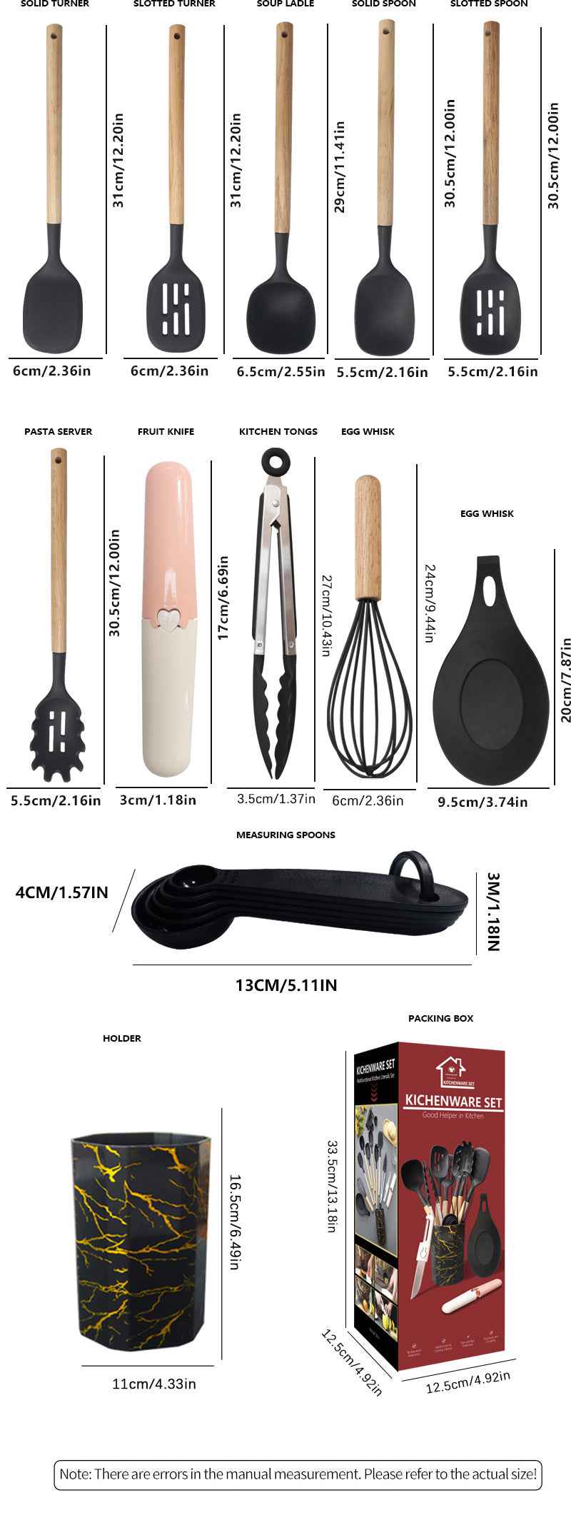 Blue 12-Piece Silicone Cooking Utensil Set - Non-Stick Food-Grade Kitchen Tools with Holder
