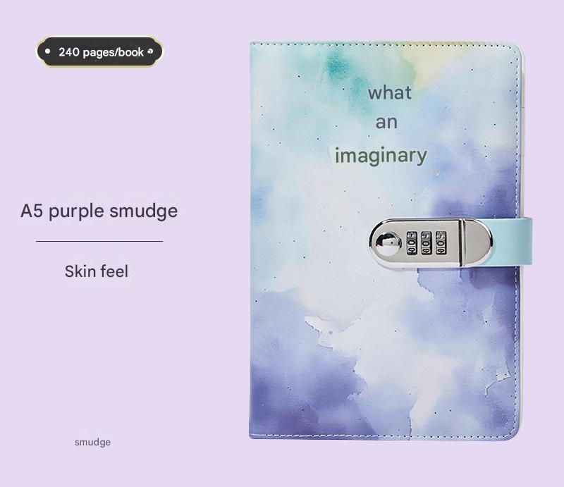 A5 Tie-Dye Journal with Lock - 240 Pages Soft Touch Cover Diary in Purple