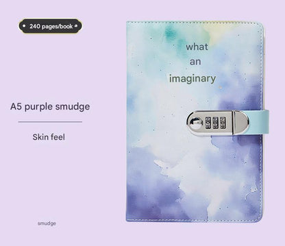 A5 Tie-Dye Journal with Lock - 240 Pages Soft Touch Cover Diary in Purple