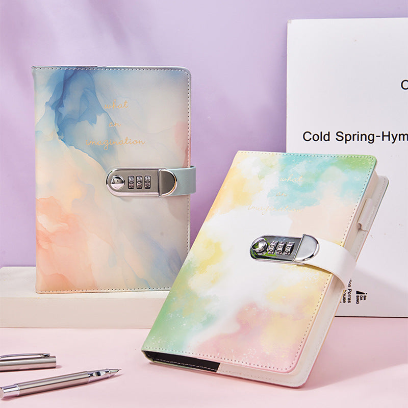 A5 Tie-Dye Journal with Lock - 240 Pages Soft Touch Cover Diary in Purple