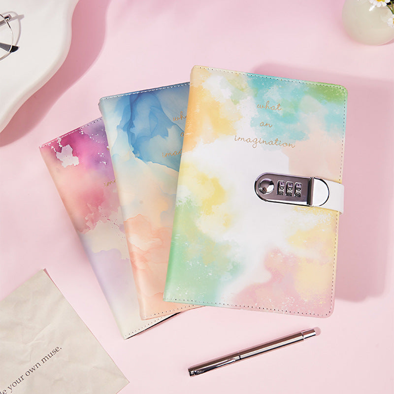 A5 Tie-Dye Journal with Lock - 240 Pages Soft Touch Cover Diary in Purple
