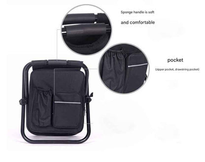 Camouflage Insulated Cooler Backpack Chair - Foldable Stool for Picnics & BBQ