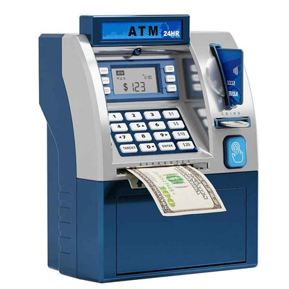 Kids ATM Savings Bank - Electronic Piggy Bank with Debit Card, PIN(Blue)