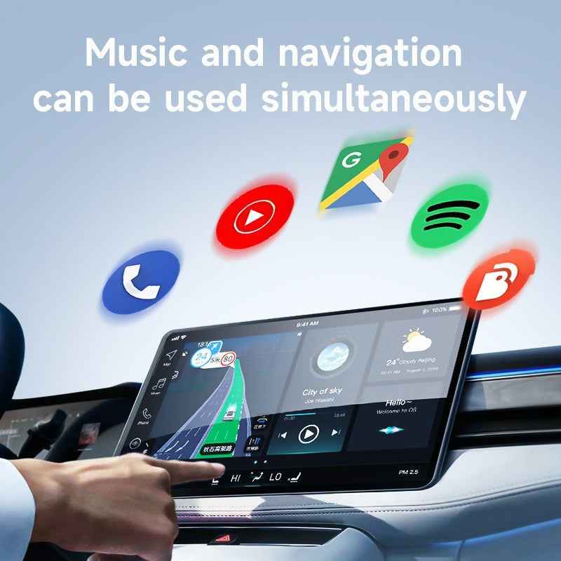 2-in-1 Wireless CarPlay & Android Auto Adapter - Plug & Play Dongle for Cars(Applicable to Android-Black)