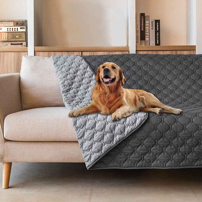 Grey Waterproof Pet Sofa Cover - 2-Sided Dog Bed Protector Blanket for Furniture, Couches & Car Seats (130x200cm, Machine Washable)