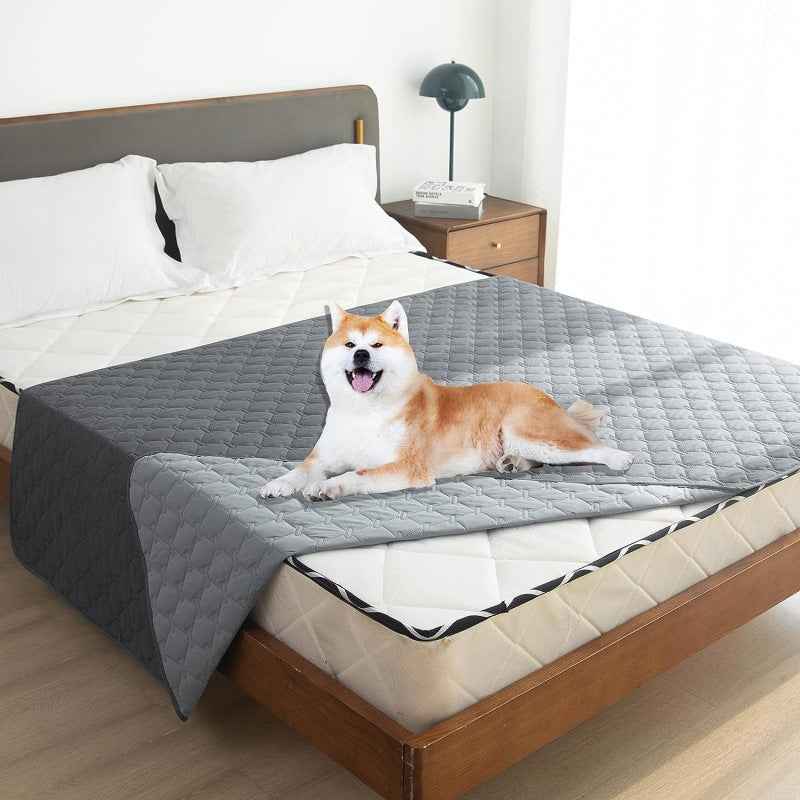 Grey Waterproof Pet Sofa Cover - 2-Sided Dog Bed Protector Blanket for Furniture, Couches & Car Seats (130x200cm, Machine Washable)
