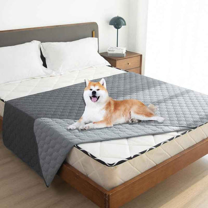 Grey Waterproof Pet Sofa Cover - 2-Sided Dog Bed Protector Blanket for Furniture, Couches & Car Seats (130x200cm, Machine Washable)