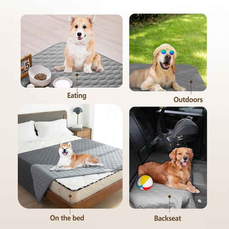 Grey Waterproof Pet Sofa Cover - 2-Sided Dog Bed Protector Blanket for Furniture, Couches & Car Seats (130x200cm, Machine Washable)