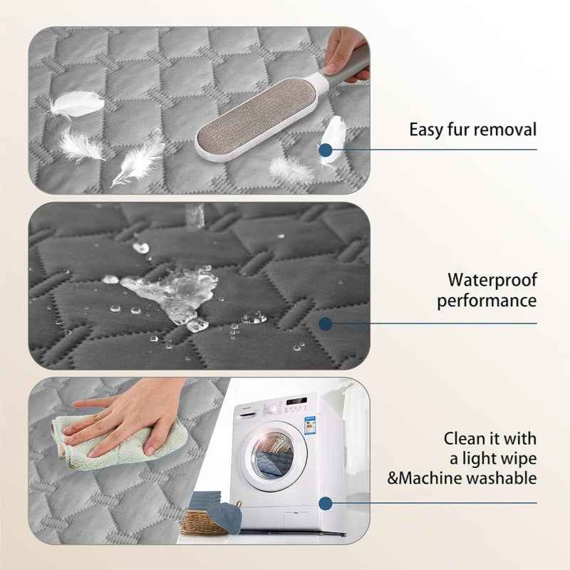 Grey Waterproof Pet Sofa Cover - 2-Sided Dog Bed Protector Blanket for Furniture, Couches & Car Seats (130x200cm, Machine Washable)