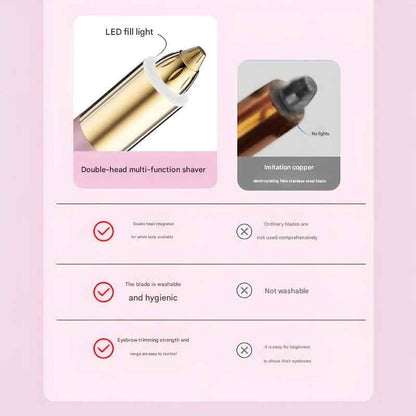 2-in-1 Electric Hair Remover for Women - Eyebrow Trimmer & Facial/Body Shaver with LED Light, USB-C Rechargeable(white)