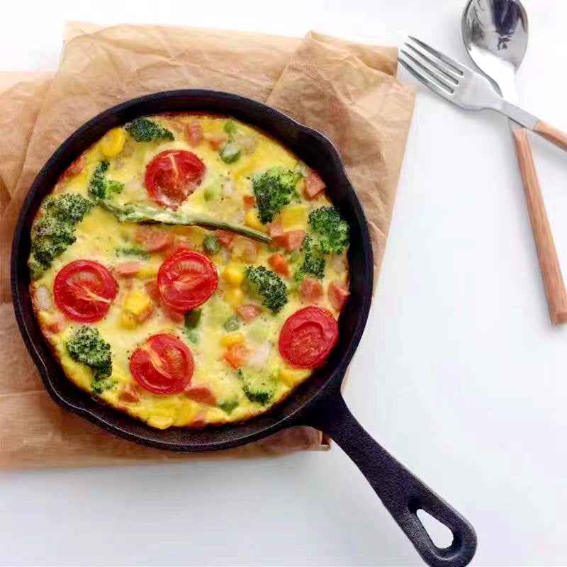 Four-piece set Heavy Duty Cast Iron Skillet & Grill Pan Thickened Vintage Style Cookware for Steak Breakfast & Camping