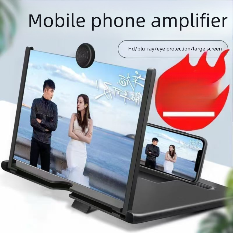 White Portable 10-Inch Mobile Phone Screen Magnifier with Foldable Stand - 3D HD Video Amplifier for Movies & Reading - Pull-Out Design Compatible with All Smartphones - Ideal for Home, Travel & Camping