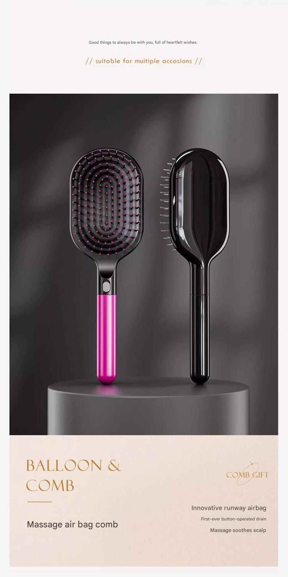 Pink 5-Piece Gift Box Set Premium ABS Hair Care Gift Set with Cushion Paddle Brush, Detangling Comb, Cleaning Brush & Stand - Elegant Mother’s Day or Couple’s Gift for Daily Styling and Scalp Comfort