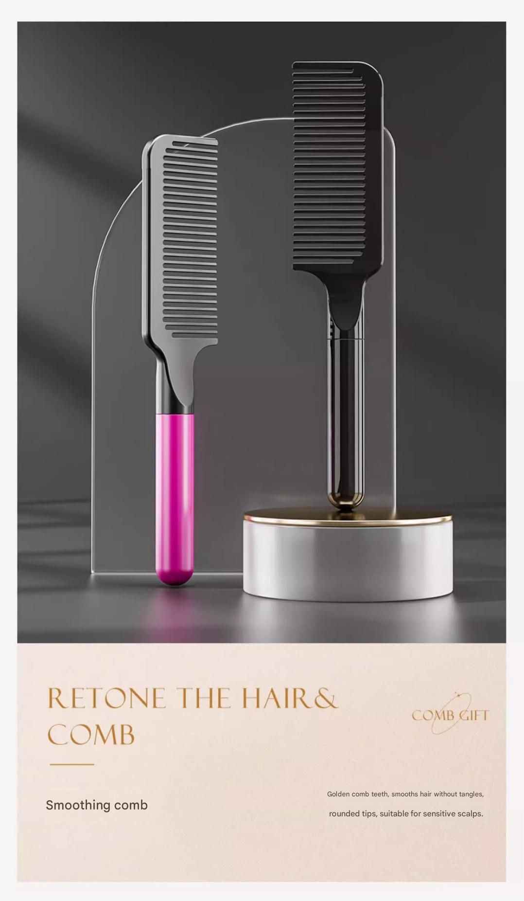 Pink 5-Piece Gift Box Set Premium ABS Hair Care Gift Set with Cushion Paddle Brush, Detangling Comb, Cleaning Brush & Stand - Elegant Mother’s Day or Couple’s Gift for Daily Styling and Scalp Comfort