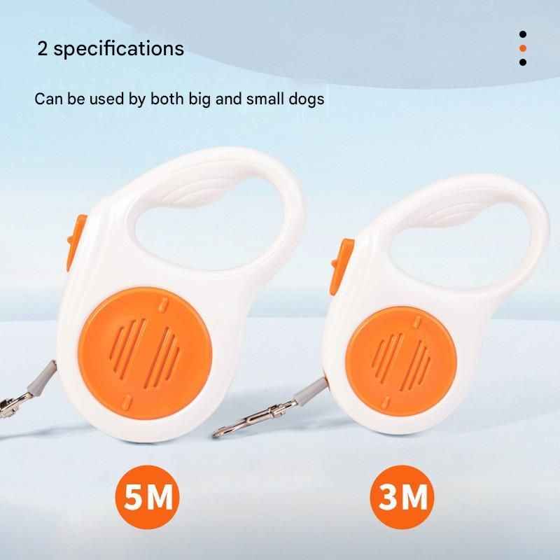 Grey 5M Automatic Retractable Dog Leash –Extendable Pet Lead with One-Button Brake Lock, Tangle-Free 360° Nylon Strap, Durable ABS Housing for Dogs and Puppies