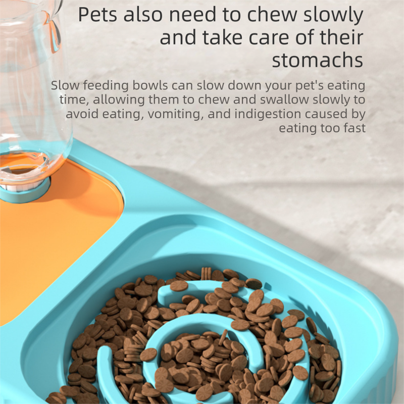 2 pcs Grey and White Cat Feeding Station Set with Water Dispenser & Slow Feeder Bowl Plus Cat Scratching Mat Bundle 40x60cm