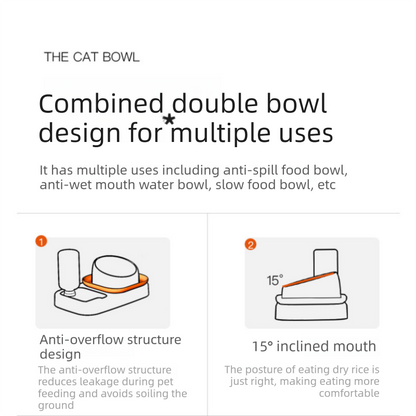 2 pcs  Grey and White Cat Feeding Station with Water Dispenser &  Slow Feeder Bowl Plus Cat Scratching Mat Set Gery 40x60cm Pet Dining and Furniture Protection Bundle