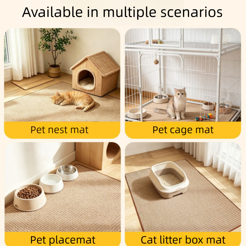 2 pcs Grey and White Cat Feeding Station Set with Water Dispenser & Slow Feeder Bowl Plus Cat Scratching Mat Bundle 40x60cm