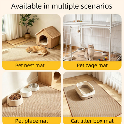 2 pcs  Grey and White Cat Feeding Station with Water Dispenser &  Slow Feeder Bowl Plus Cat Scratching Mat Set Gery 40x60cm Pet Dining and Furniture Protection Bundle