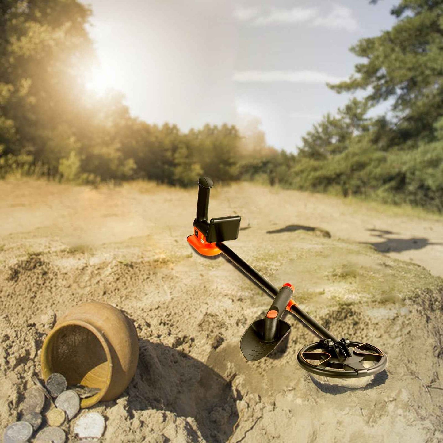Metal Detector for Kids, 150mm, Waterproof Search Coil with LCD Display, Adjustable 660.4-914.4 mm Gold Detector, Lightweight Carbon Fiber Stem for Junior & Youth Detecting Gold Coin Treasure