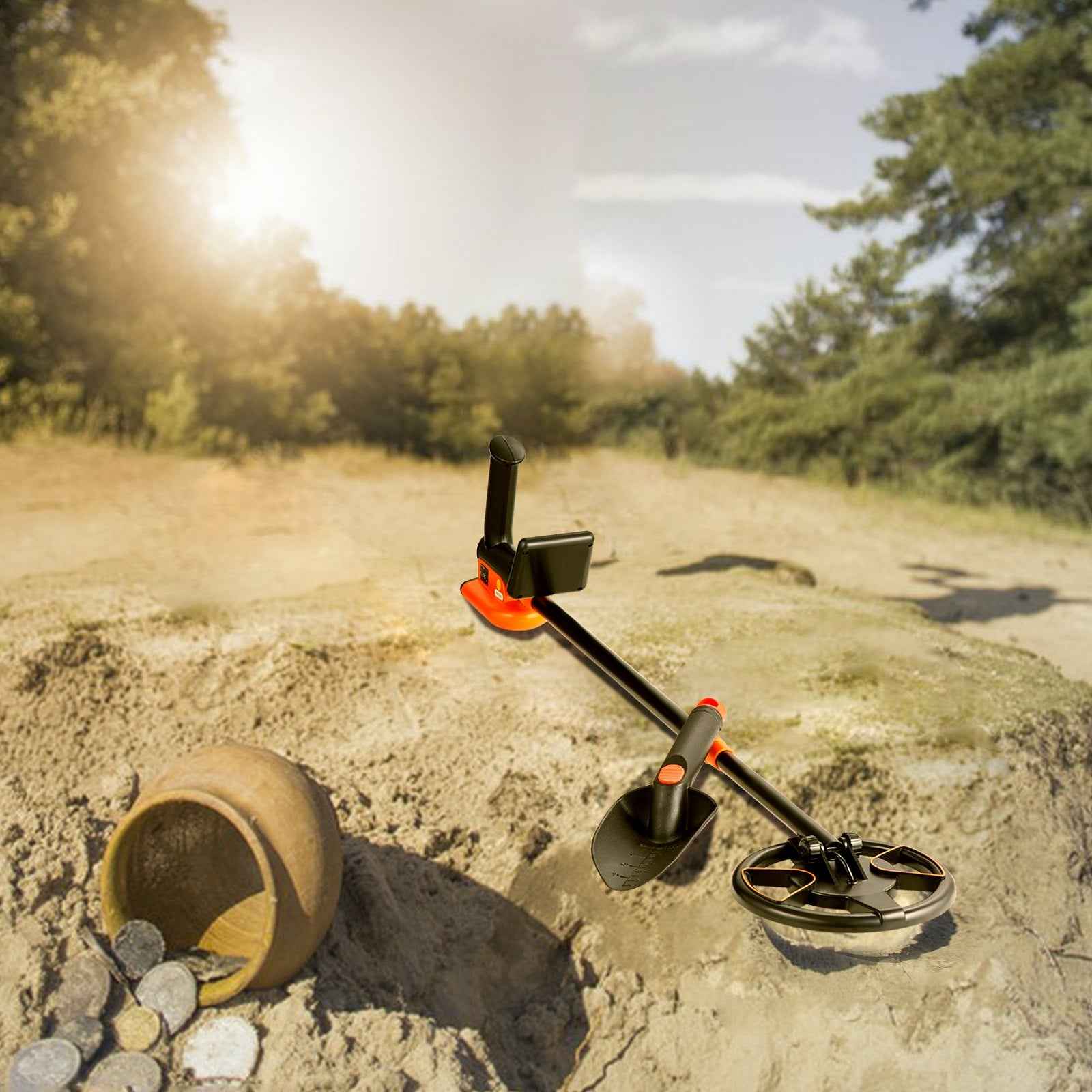 Metal Detector for Kids, 150mm, Waterproof Search Coil with LCD Display, Adjustable 660.4-914.4 mm Gold Detector, Lightweight Carbon Fiber Stem for Junior & Youth Detecting Gold Coin Treasure