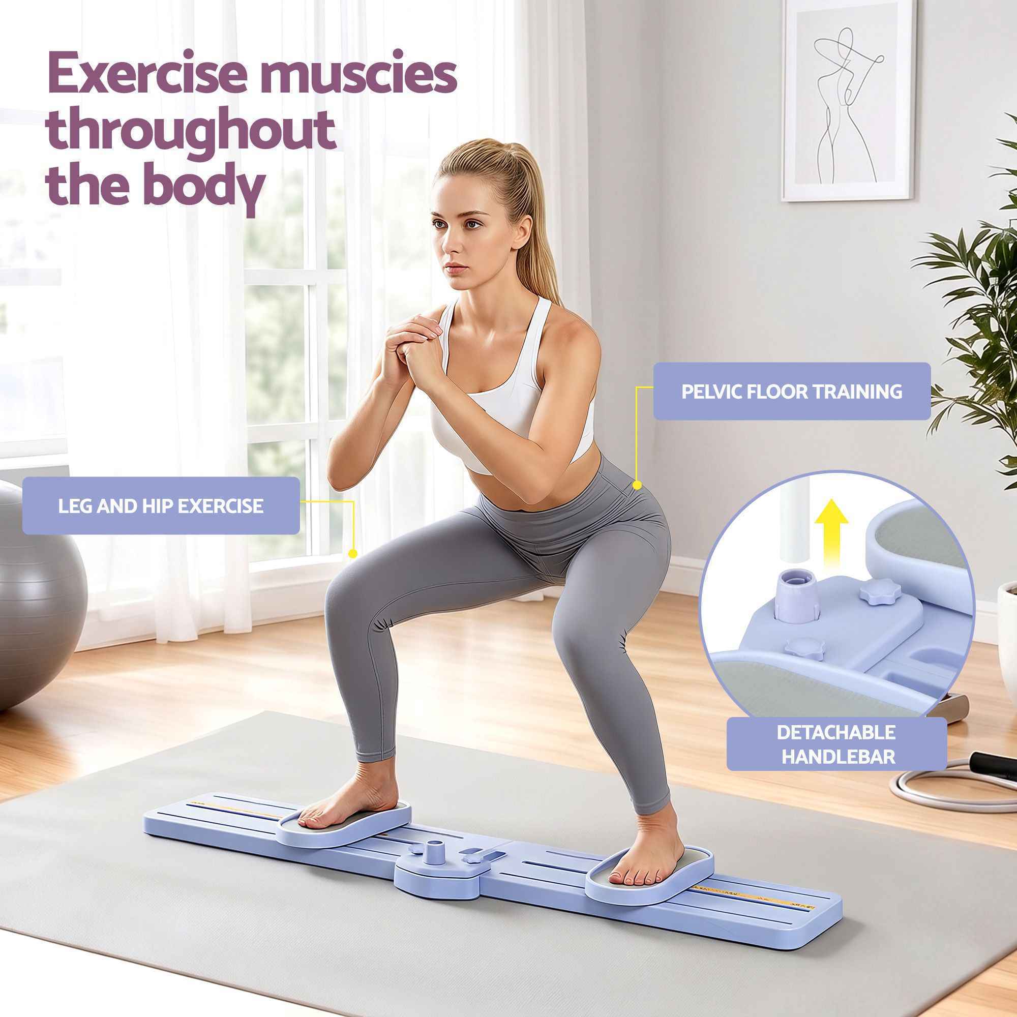 Everfit Thigh Hip Exerciser Machine - Home Ski Leg Trainer Fitness Cardio Foldable